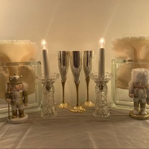 Vintage glass electric candlestick lamps